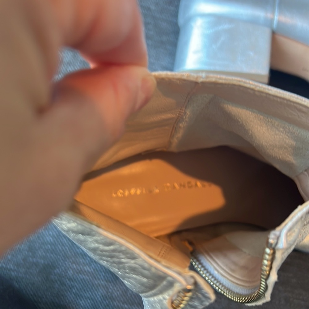 Metallic silver ankle boots